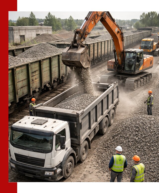 Железнодорожный щебень фракция 25–60 для поставок в Мегионе