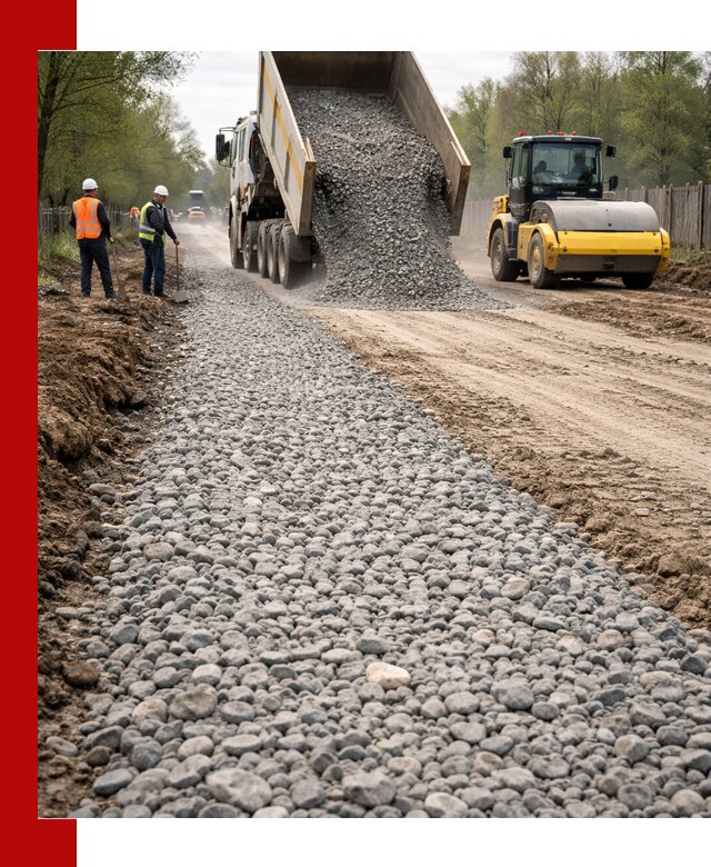 Доставка щебня для отсыпки дорог в Мегионе высокого качества