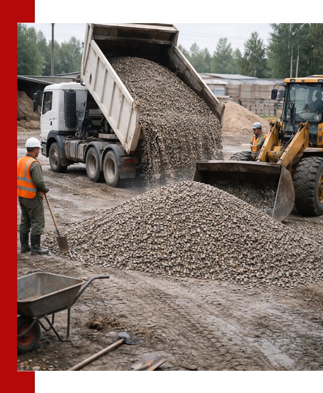 Мытый гравий с доставкой в Мегионе от карьера до участка