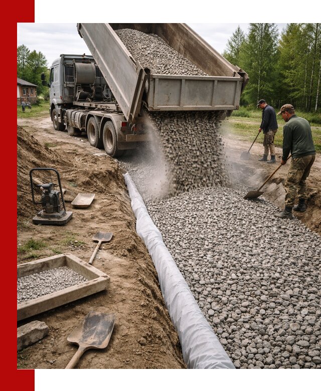 Гравий для дренажа с доставкой в Мегионе качественный и недорогой