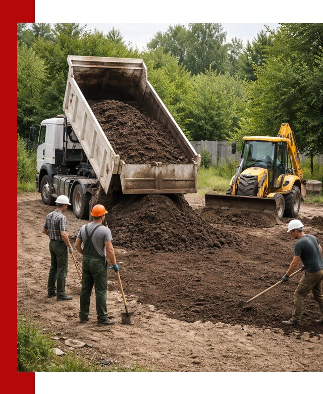 Доставка и укладка грунта для выравнивания участка в Мегионе