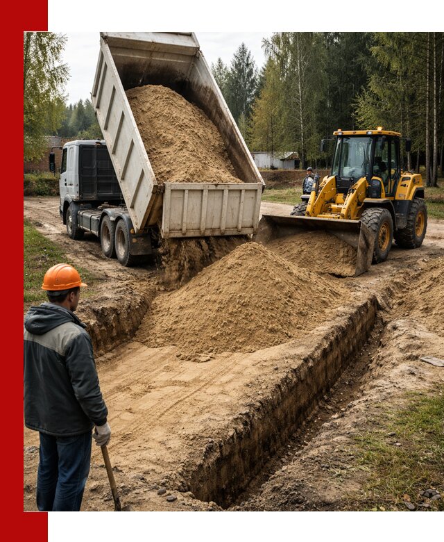 Доставка песчаного грунта в Мегионе для строительных работ