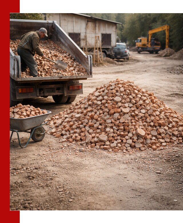 Доставка и подушка из боя кирпича с разгрузкой в Мегионе