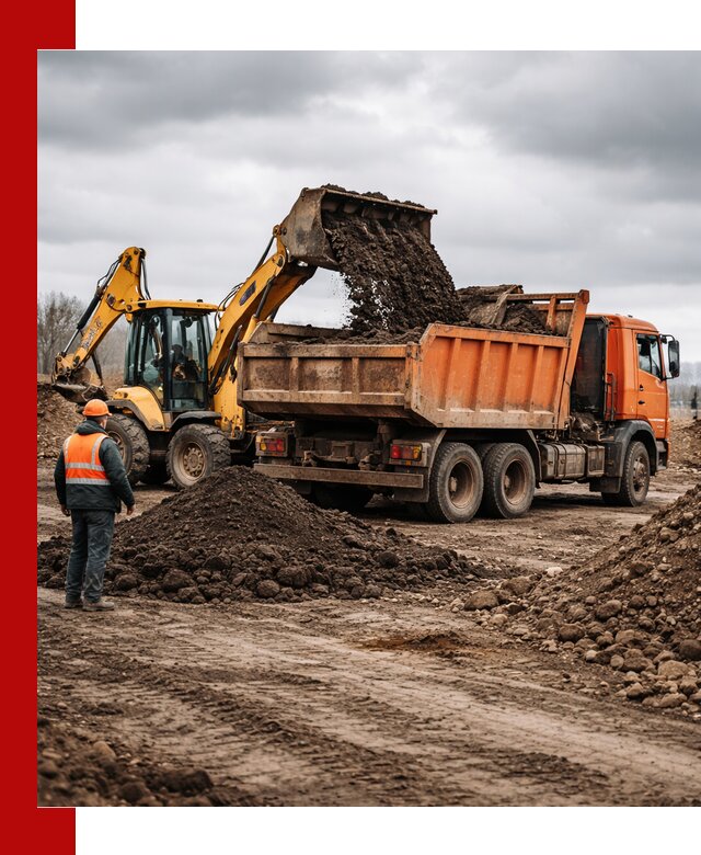 Вывоз грунта и строительного мусора в Мегионе грузовыми самосвалами