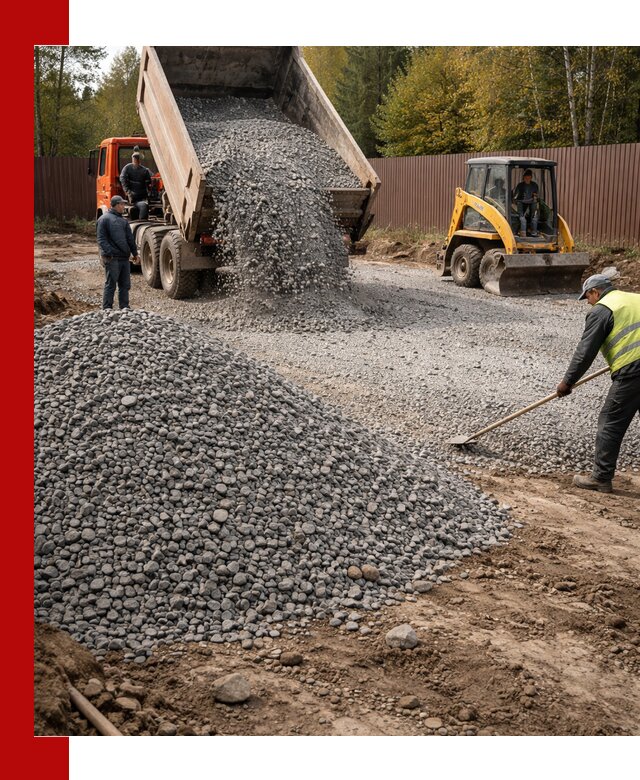 Отсыпка участка щебнем с доставкой и уплотнением в Мегионе